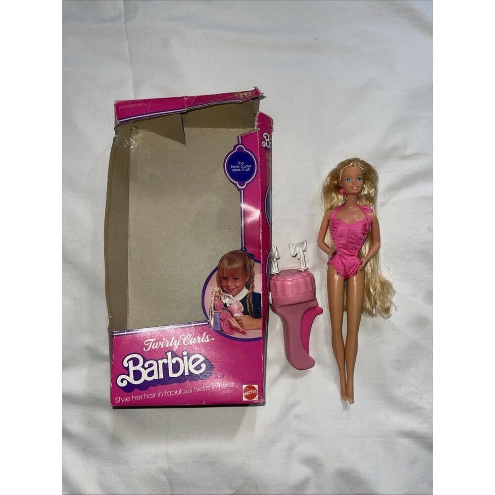 1982 Barbie Twirly Curls Barbie Doll Mattel Open Box No. 5579 Box Damage